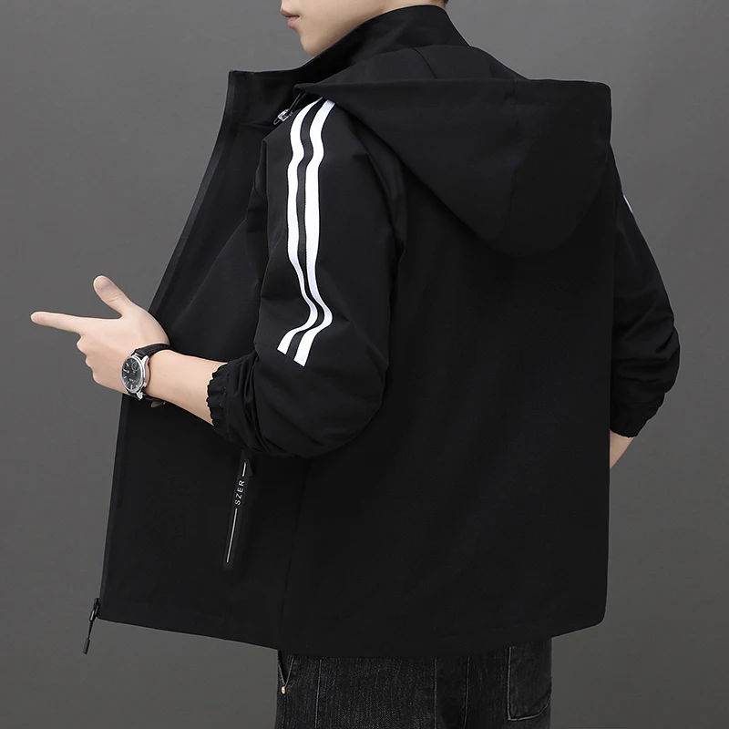 

Deliy Young Middle-aged Coat Men Spring and Autumn Slim-fit with Hat Anti-trend Brand Jacket Thin Casual Clothes