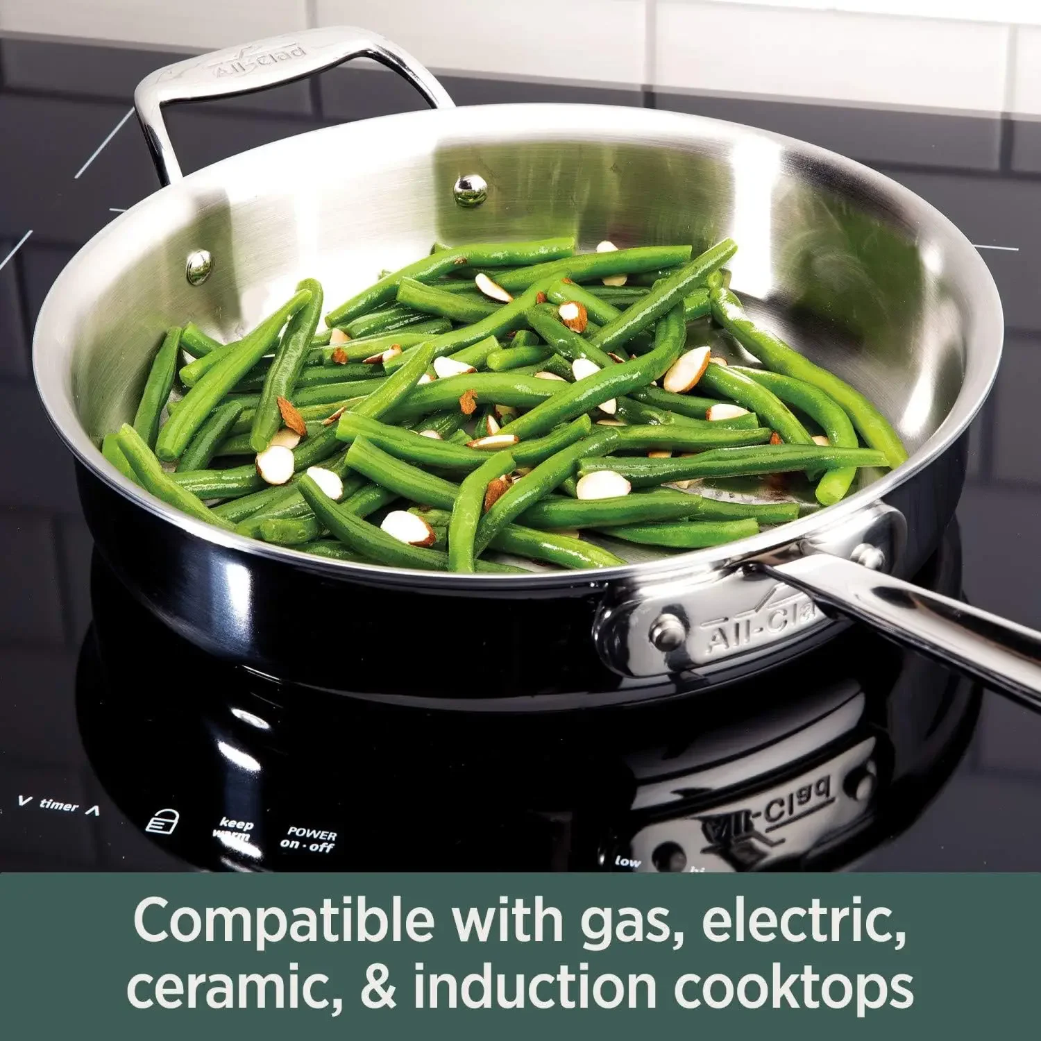 D5 5-Ply Brushed Stainless Steel Cookware Set 10 Piece, Induction, Oven Broiler Safe 600F, Kitchen Cooking Set w/ Fryin 4
