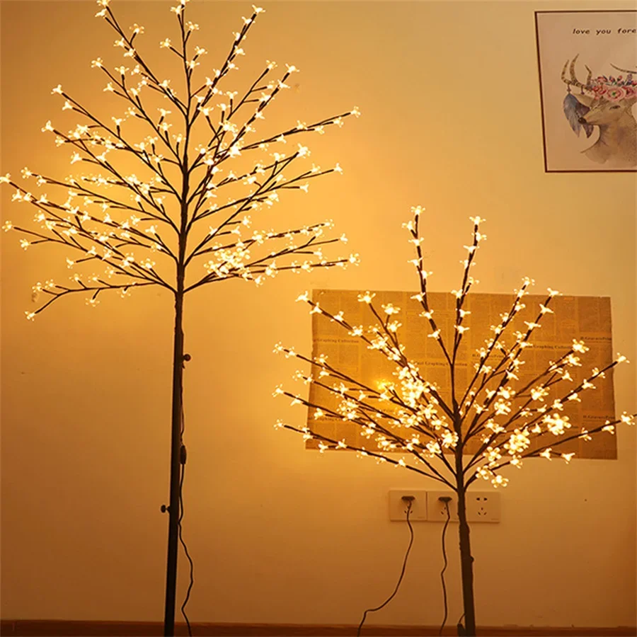 thumbnail image 1 of Árbol de cerezo artificial iluminado de 1,5 m y 2 m para exteriores, árbol de flores artificiales iluminado para decoración de bodas, fiestas de Navidad y vacaciones, 1 of 4