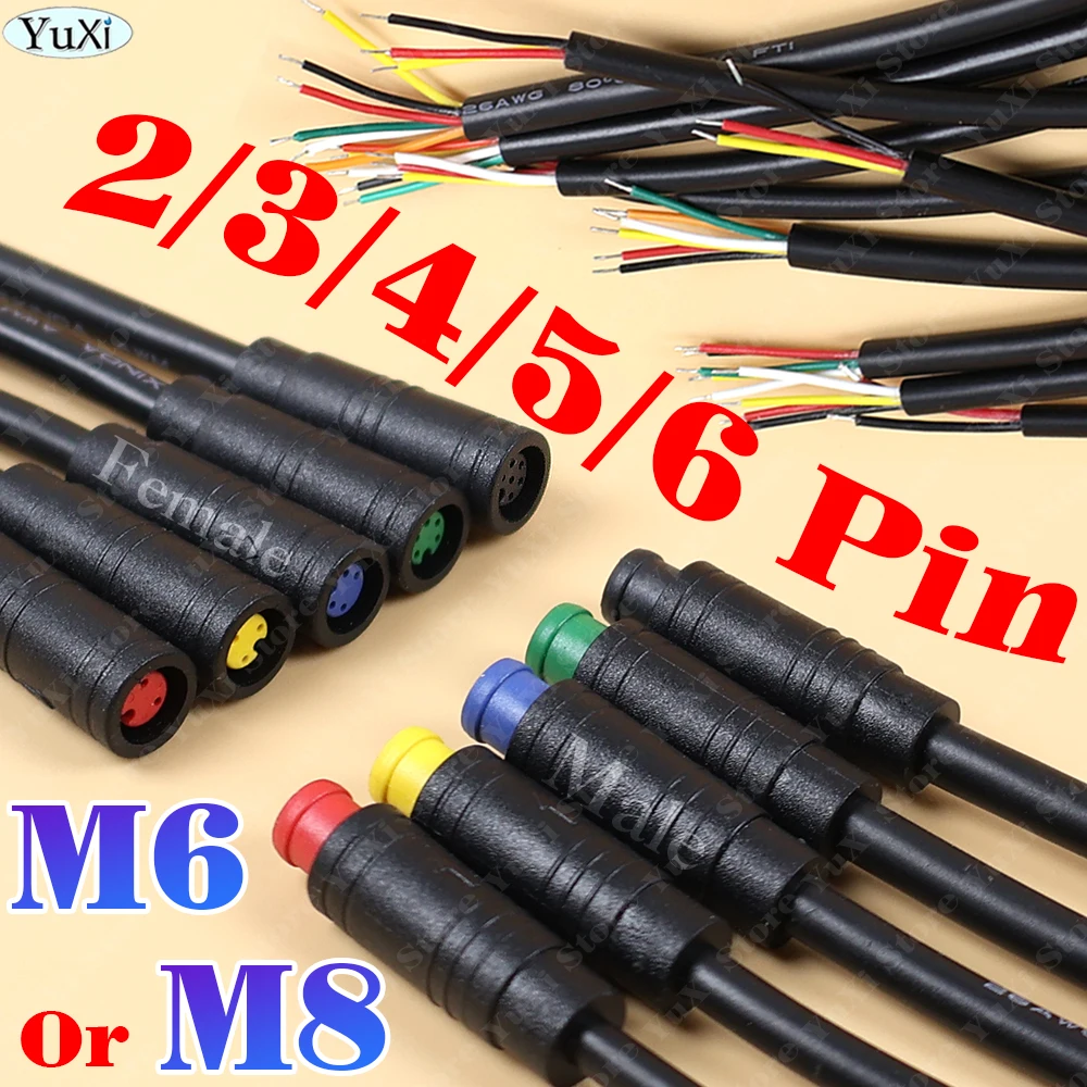 1-12세트 M8 M6 코어 2/3/4/5/6핀 남성 여성 주렛 전기 자전거 버트 플러그 커넥터 케이블 신호 센서 방수 스쿠터 와이어