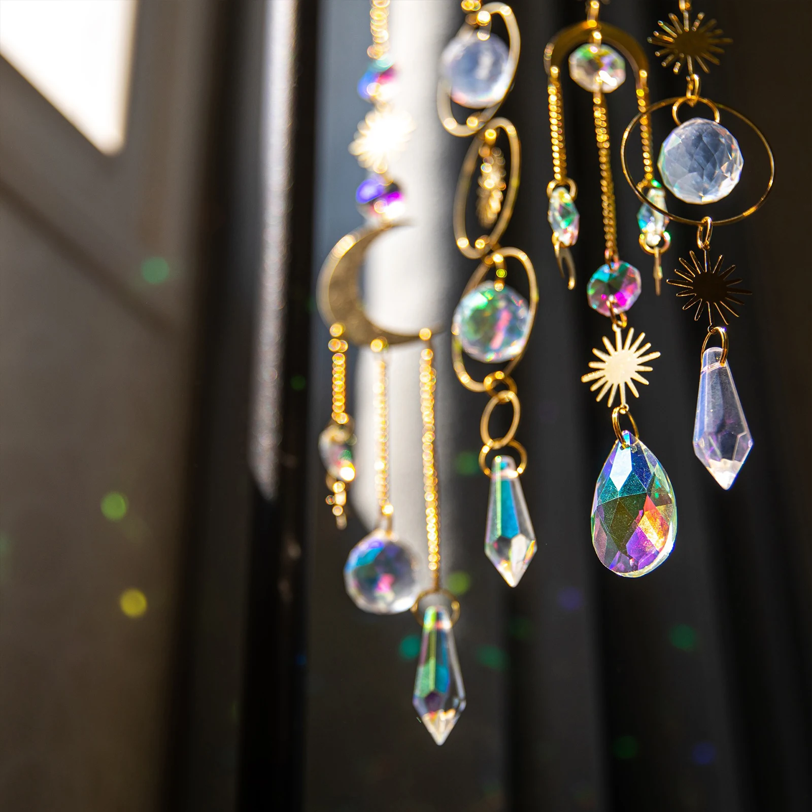 Crystal Chime Suncatcher Home Bedrooms Balcony Sun And Moon Prism Decor Pendant Outdoor Garden Yard Suncatcher Decoration