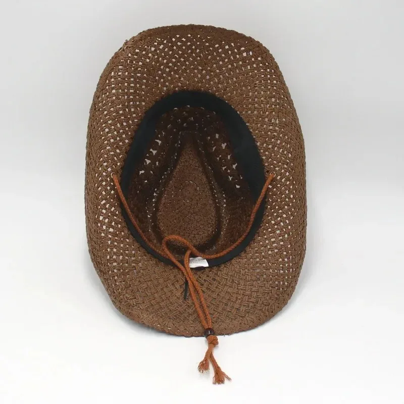 1PC Panama Soft Straw Hat For Men Women Summer Breathable Travel Beach Hats Solid Wide Brim Sunscreen Hat 4
