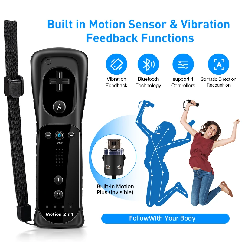 NEW 2 in 1 Wireless Gamepad For Nintendo Wii Control Set