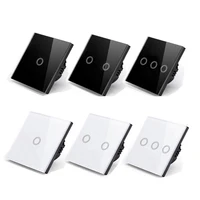AXUS EU Touch Switch AC100-240V Led backlight Panel Tempered Crystal Glass wall Light sensory Switches 1/2/3 Gang Interruttore