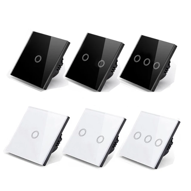 AXUS EU Touch Switch AC100-240V Led backlight Panel Tempered Crystal Glass wall Light sensory Switches 1/2/3 Gang Interruttore