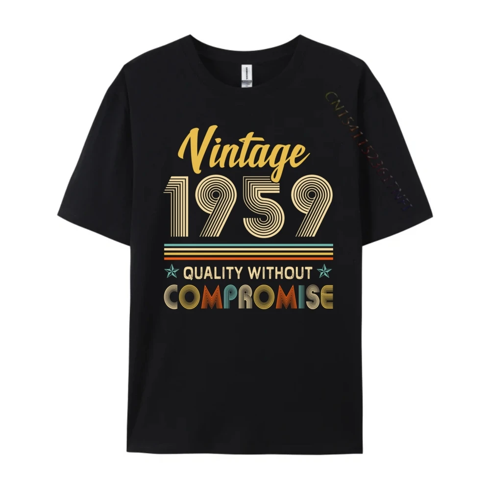 Vintage 1959 Birthday Legend Since T Shirts Girlfriend Slogan Christmas Tees Short Sleeve Funny Tee Shirt Crewneck 100% Cotton Vintage 1959 Birthday Legend Since 1959 _A3591 black