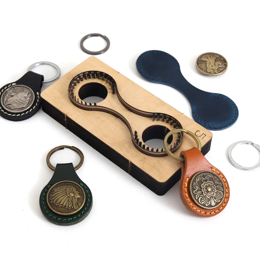 Leather Cutting Die for Keychains Shapes Punching Mold DIY Leathercraft Project with Hole Cutter Key Ring Pendant Handmade Sharp