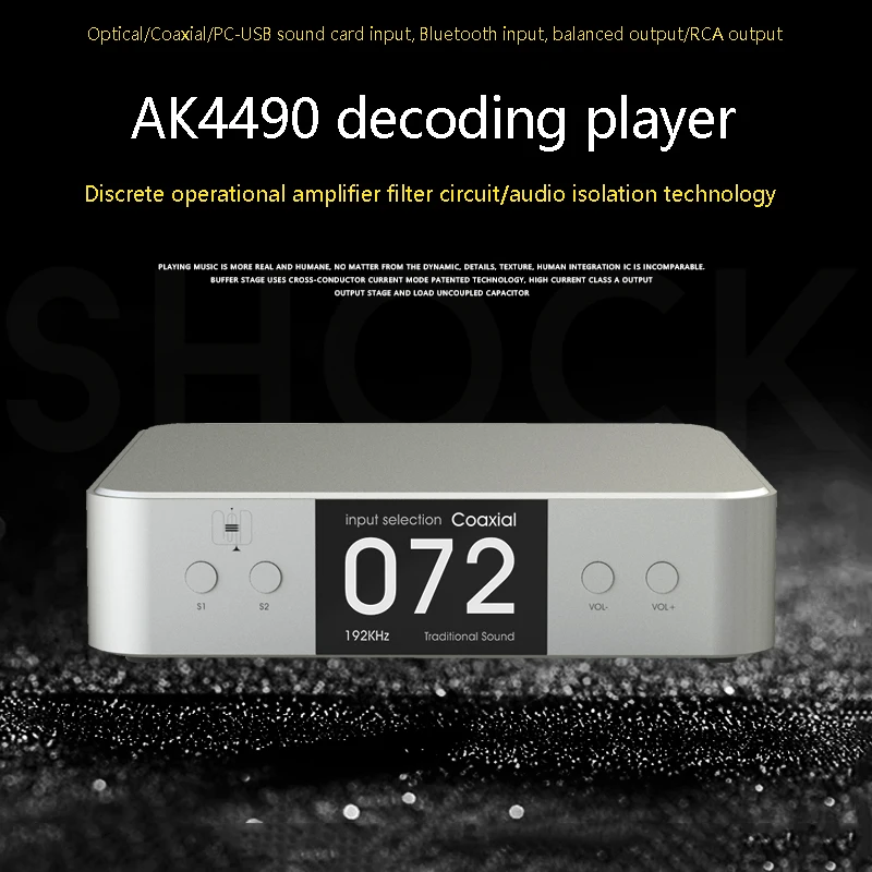 

Audio DAC Preamp USB Audio Decoder Lossless Bluetooth DSD Hardware Decoder Fever Grade AKM4490 Desktop Preamplifier HIFI Device