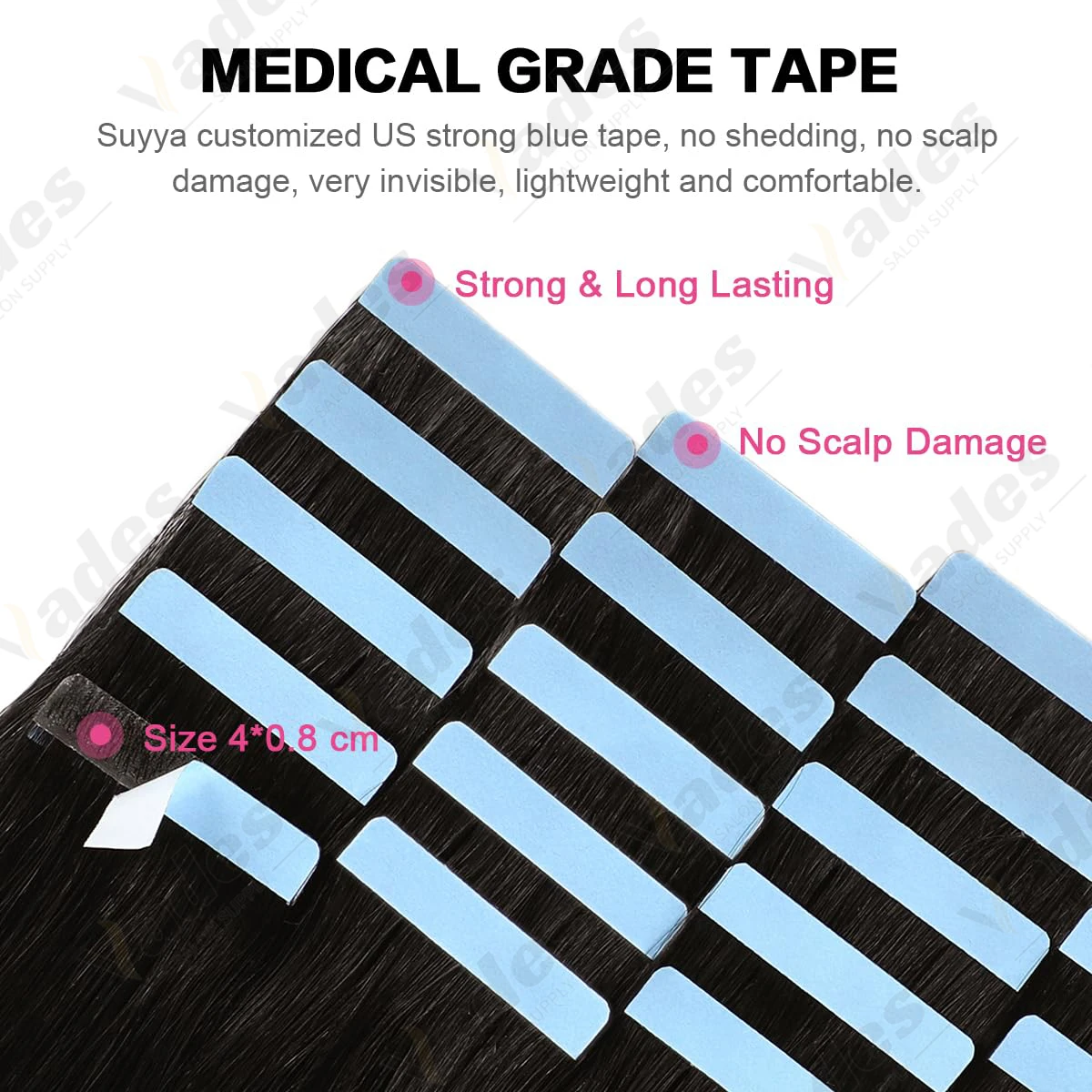 테이프 인 헤어 익스텐션 인모 스킨 웨프트 심리스 인비저블 실키 스트레이트 두꺼운 끝단 레미 인모 20피스 12-24인치