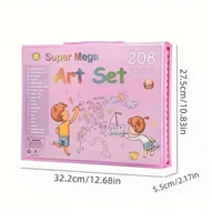 208 PCS Super Mega Kids Art Set, Portable Pink Drawing Kit with Easel, Crayons Colored Pencils Watercolor Paint, Art Supplies Gift for Boys Girls 8