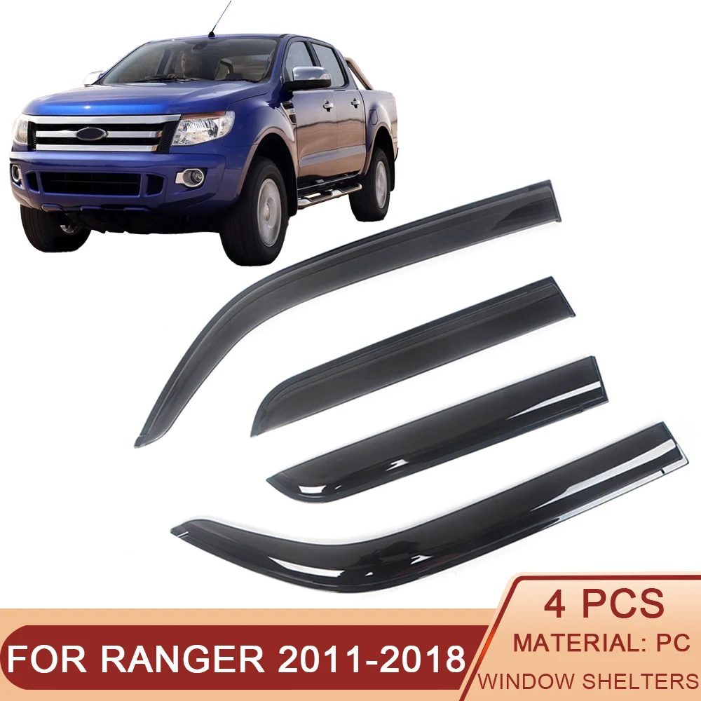 Per Ford Ranger T6 Supercrew 2011-2018 Ranger Wildtrak 2015-2022 Protezione Per Visiera Laterale Auto Oscurata Nera Vent Rain Door Guard