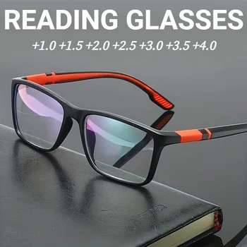 FG Ultralight TR90 Reading Glasses Blue Light Blocking Presbyopia Eyeglasses Men Hyperopia Optical Eyewear +100-+400