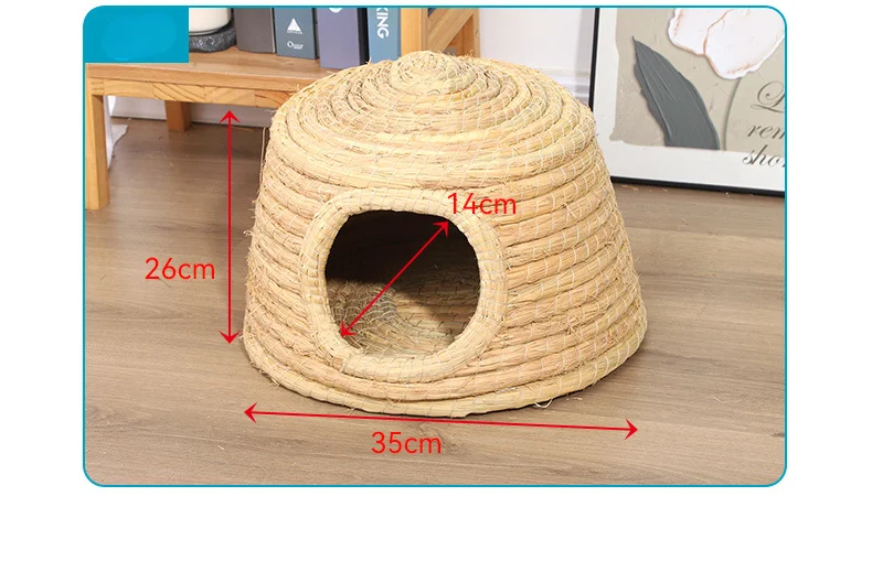 Stroh handgewebte atmungsaktive Kaninchen Gras Matte vier Jahreszeiten Hamster Meerschweinchen niederländische Schwein Fuß Matte Kaninchen Gras Nest Heimtierbedarf – Detail 4