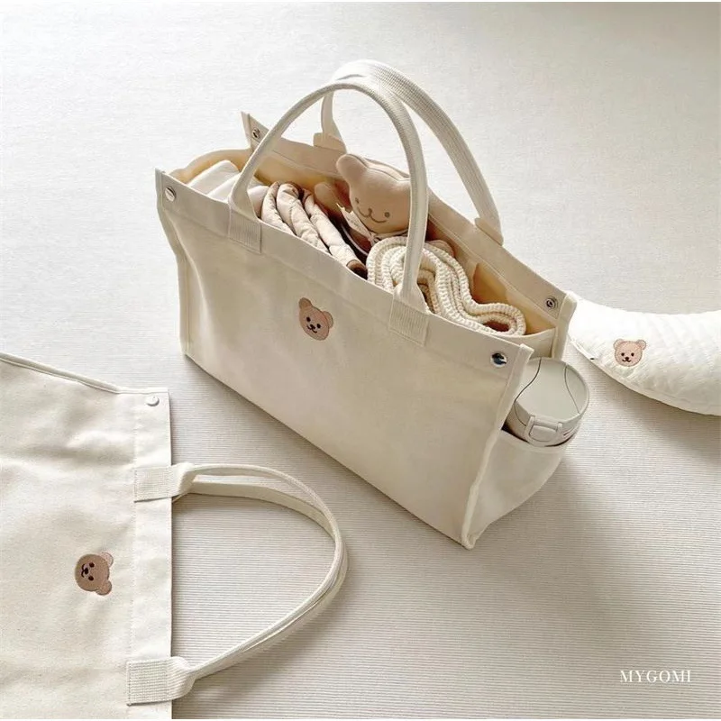 Canvas Mommy Bag Baby Nappy Bags for Newborn Diaper Organizer Pouch Babies Accessories Stroller Tote Bag Mom Handbags 5