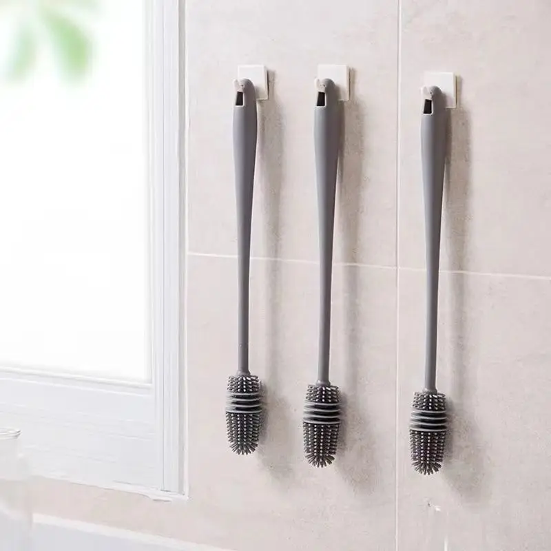 

Silicone Cup Brush Glass Cleaning Brush Long Handle Gap Stiff Bottle Brush Scrubber Kitchen Cleaning Tool