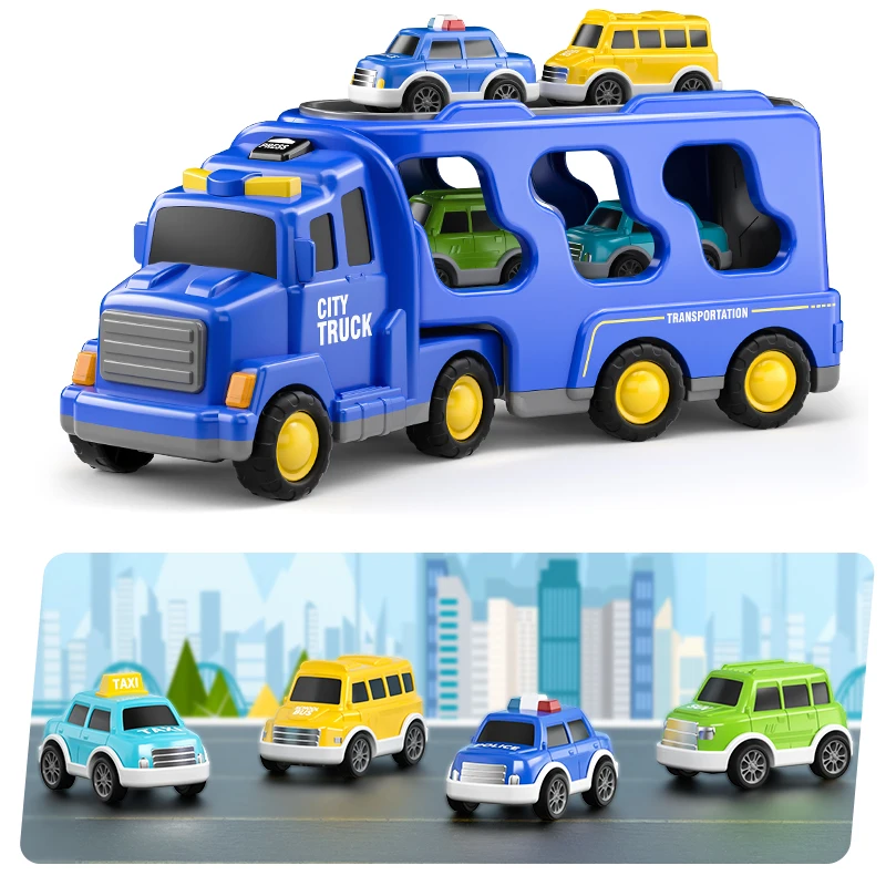 Diecast Carrier Truck Toys Cars Engineering Vehicles Excavator Bulldozer Truck Model Sets Educational Toys For Toddler Kids Gift 6