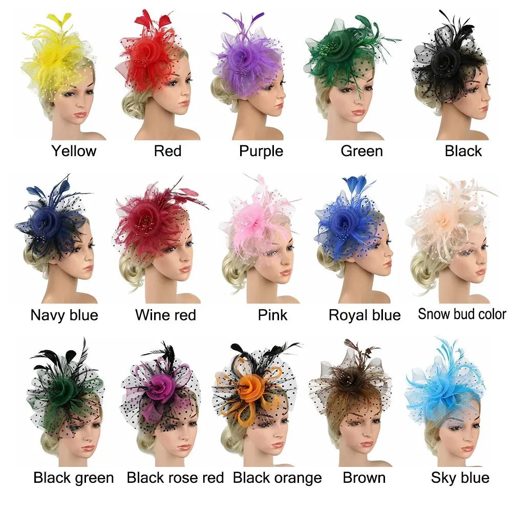 Elegant Mesh Flower Fascinator with Feather Accent for Weddings and Tea Parties