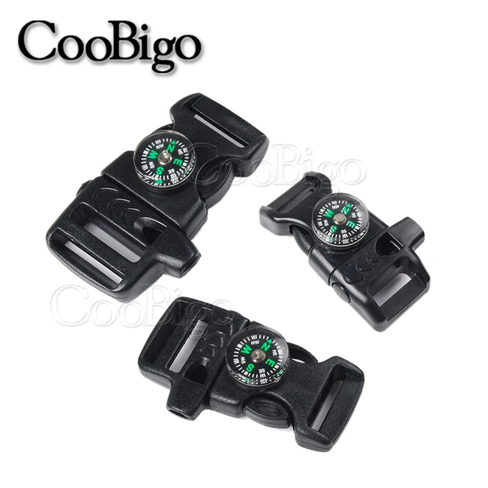 50pcs Emergency Survival With Compass Whistle Buckle For Outdoor Camp