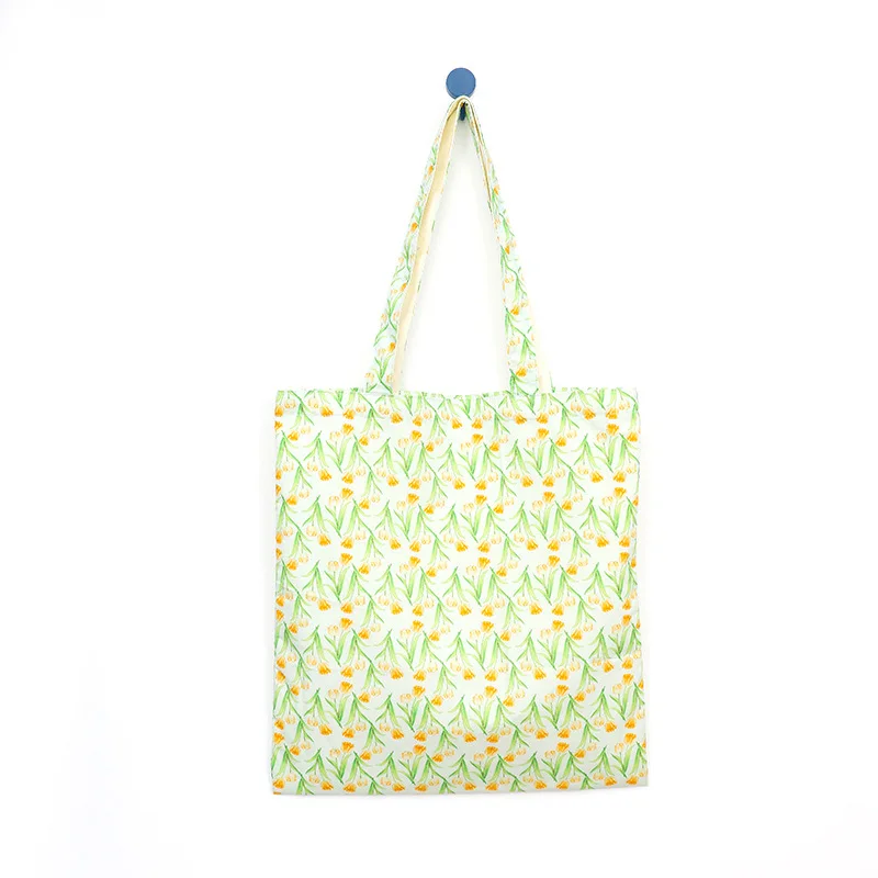 Canvas Shoulder Bag Flower Printing Large Capacity Handbag Casual Fashion Retro Tote Bag for Women Daily Commuter Shopping Bag