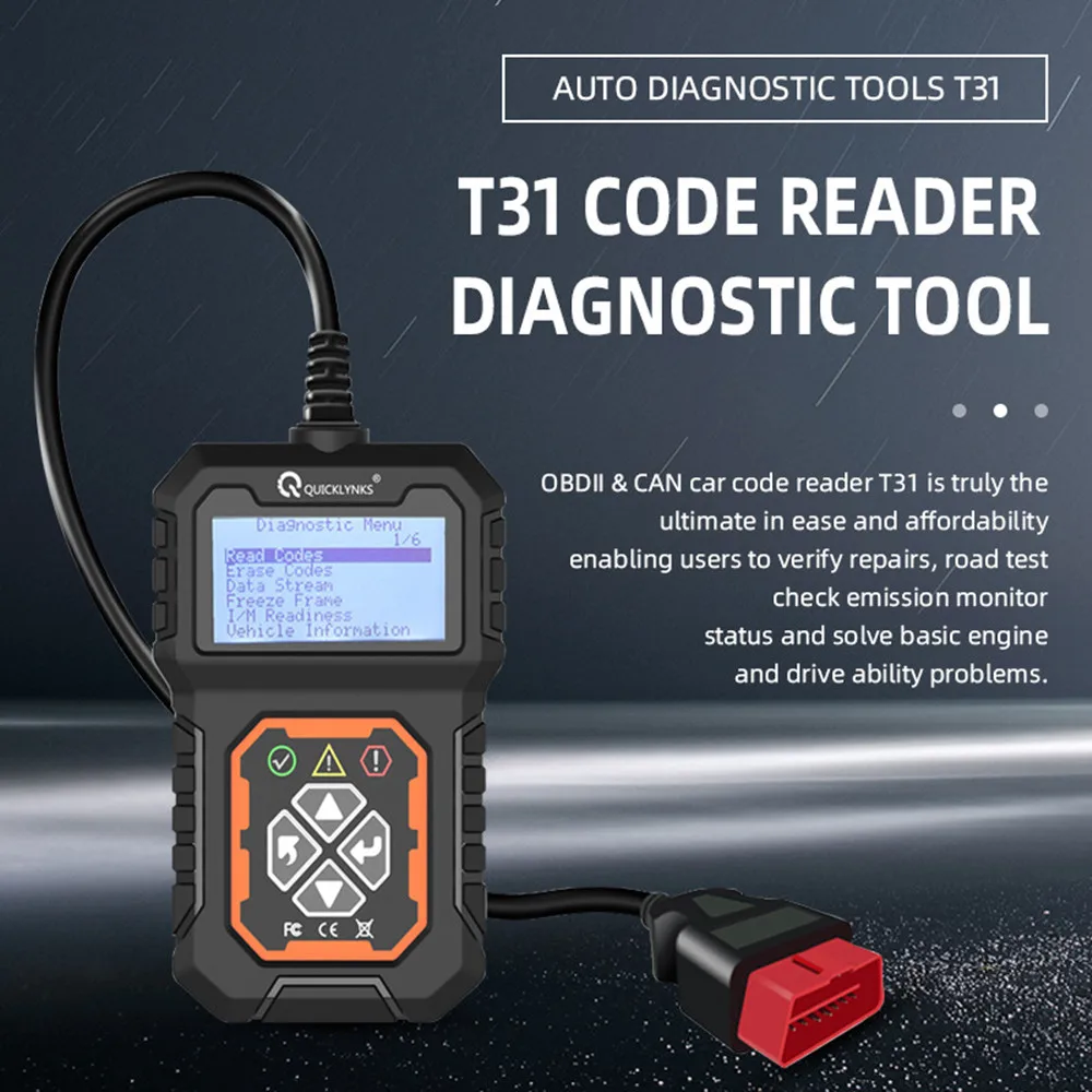 QUICKLYNKS T31 Car Full OBD2/EOBD Scanner Check Auto Engine System Diagnostic Tools Automotive Professional Code Reader Scanner obd2 scanner obd code reader system diagnostic tool