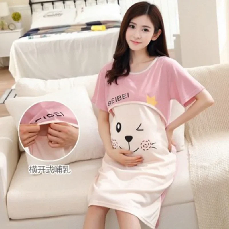 Breastfeeding Nightgown Summer Maternity Nursing Nightgowns for Mothers