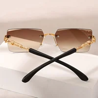 1pc lunettes de soleil sans monture Rectangle femmes hommes nuances petites lunettes de soleil carrées pour femme mâle plage vacances voyage lunettes 3