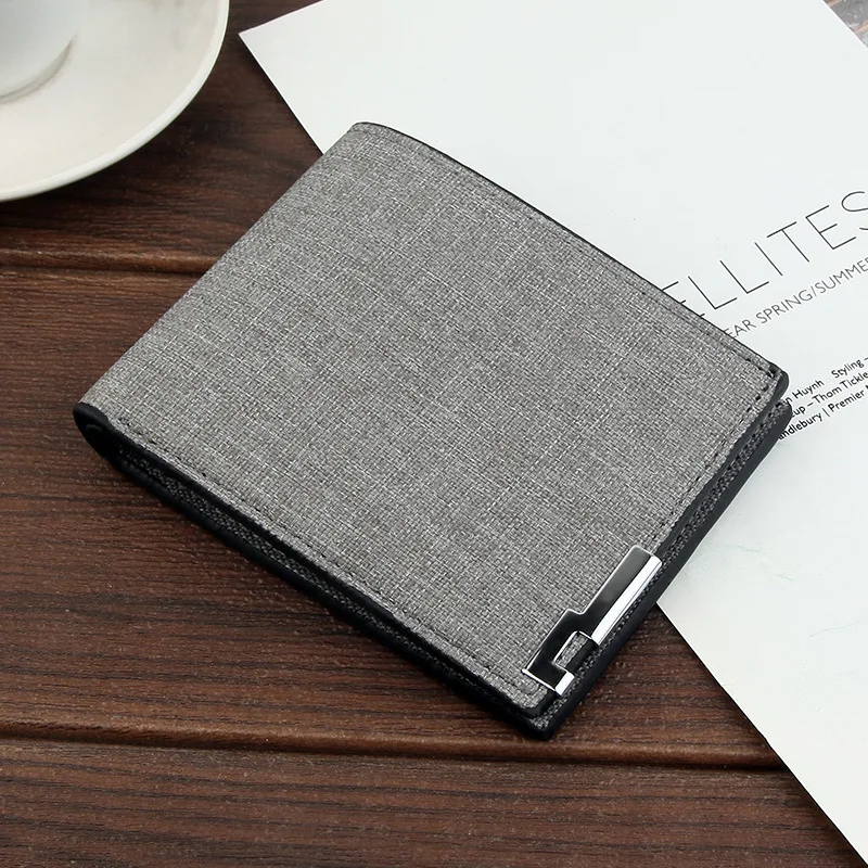 Trendy Wallet Men Slim Card Holder PU Leather Ultra Thin Bag Male Wallet Short Photo Holders Tri-fold Bag Frosted Men's Purses 2