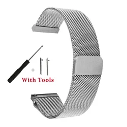 Elegant Quick Release Milanese Loop Stainless Steel Watch Strap with Adjustment Tool - 22mm (Silver)