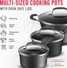 Set – 23 Piece –Black Multi-Sized Cooking Pots with Lids, Skillet Fry Pans and – Reinforced Pressed Aluminum M 5