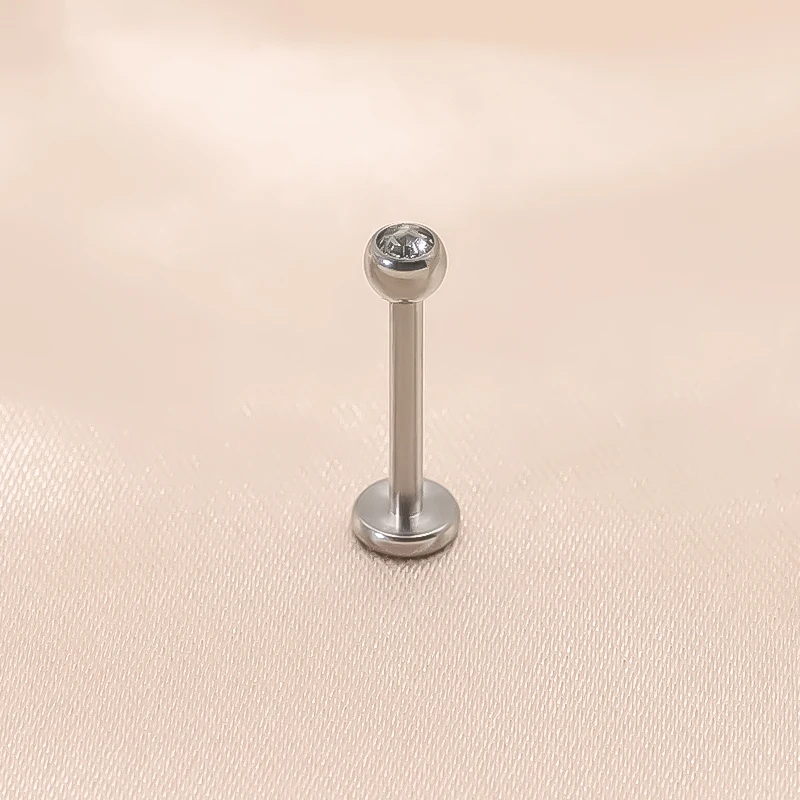 16G G23 Titanium Piercing Labret Stud Monroe Lip Ring Internally Threaded Crystal Cartilage Tragus Helix Conch Earring For Women 