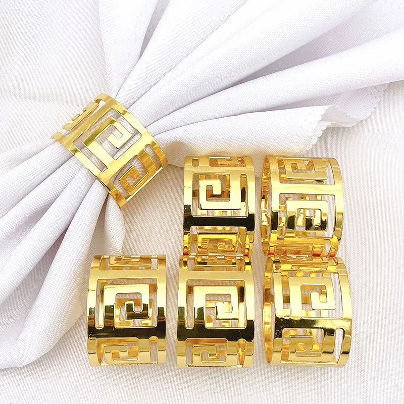 

6pcs Gold Silver Metal Napkin Rings Hotel Banquet Napkin Buckle Holder Table Decoration Wedding Favors Dinner Party Decorations