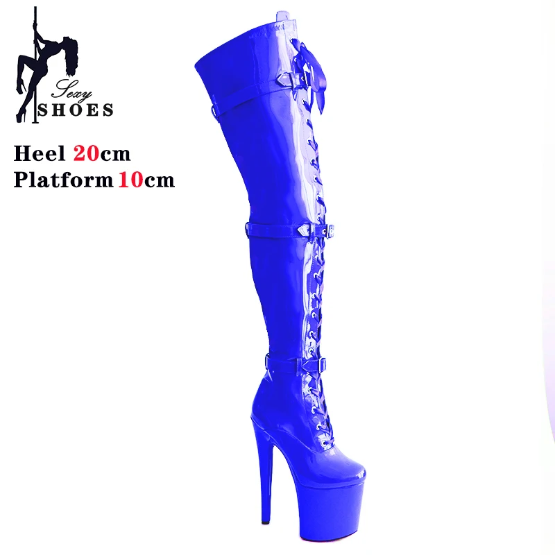 Women Sexy Over the Knee High Boots 20CM Round Toe Platform Boots Pole Dance Clube Thigh High Boot High-heeled Thin-legged Shoes