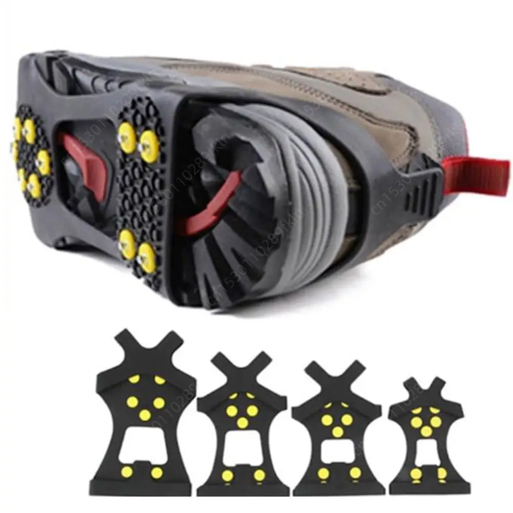Ice Gripper Spike Climbing Crampons 1Pair 10 Studs Snow Ice Gripper Climbing Shoe Spikes 25-48 Size Anti-Skid Cleats Overshoes