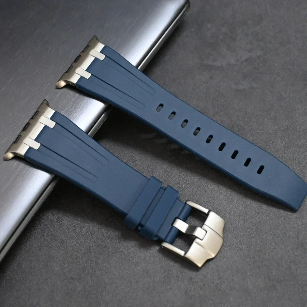 Titanium Color Silicone Band For Apple Watch Ultra 2 49mm Series 9 45mm Strap For iWatch 8 7 6 5 SE 4 44mm 42mm Sports Bracelet