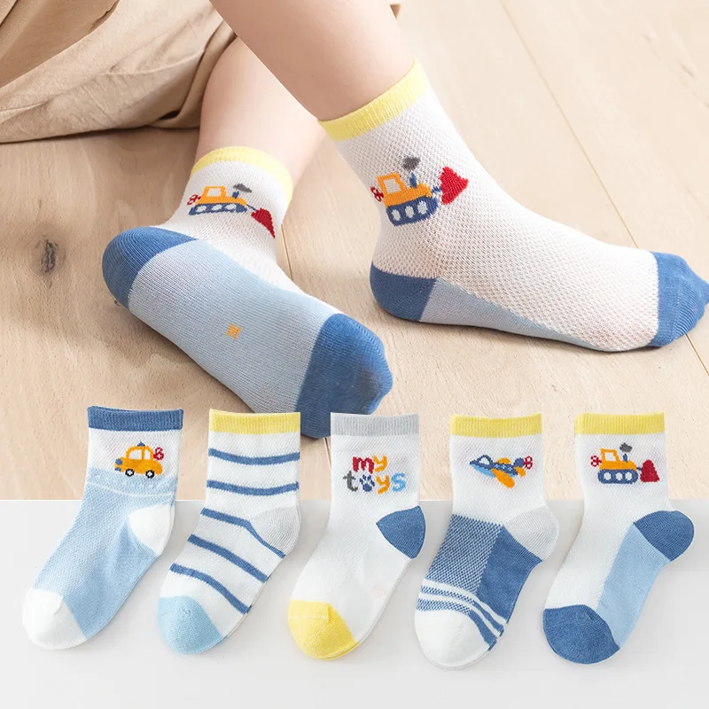 Children's Cotton Mesh Breathable Thin Soft Socks for 1 To 12 Years Spring Summer 5 Pairs kids socks