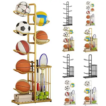 Basketball Storage Rack Vertical Ball Holder Storage Rack Multilayer Metal Sports Ball Storage Stand Garage Organizer For 1