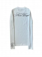 Sous-culture esthétique élégant lettre imprimée femmes col rond mince T-shirt Y2k printemps gothique Spice Girl haute rue e-girl haut court 4