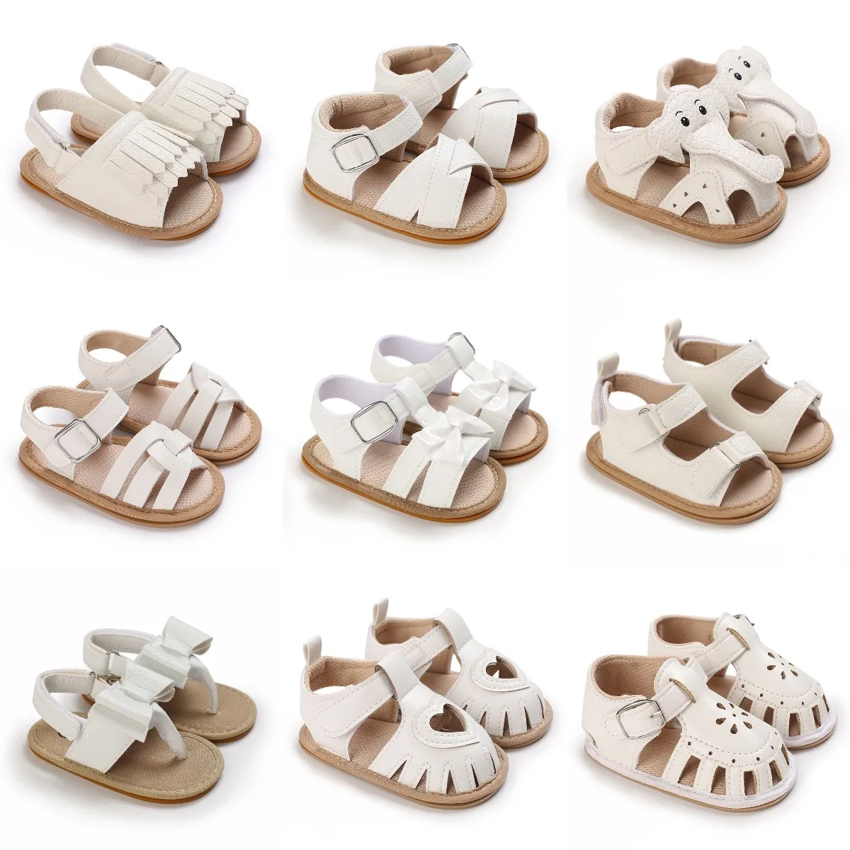 Hollow out soft leather baby girl summer sandals 2023 new baby shoes 1-18 months princess baby beach sandals 1