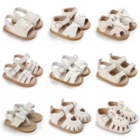 Hollow out soft leather baby girl summer sandals 2023 new baby shoes 1-18 months princess baby beach sandals 1