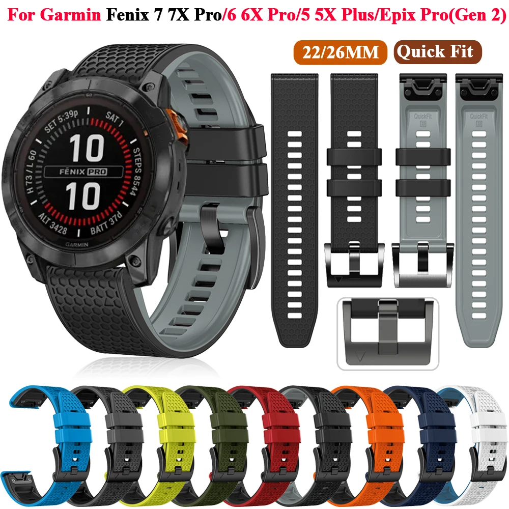 

22 26mm QuickFit Watchband Straps For Garmin Fenix 7 7X Pro 47 51mm 6X 6 Pro 5X 5Plus Bracelet Epix Pro Gen 2 Silicone Wristband