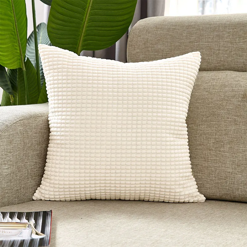 

White Cushion Covers Super-Soft Striped Velvet Corduroy Pillow Cover for Sofa 45x45cm Home Decorative Pillow Case