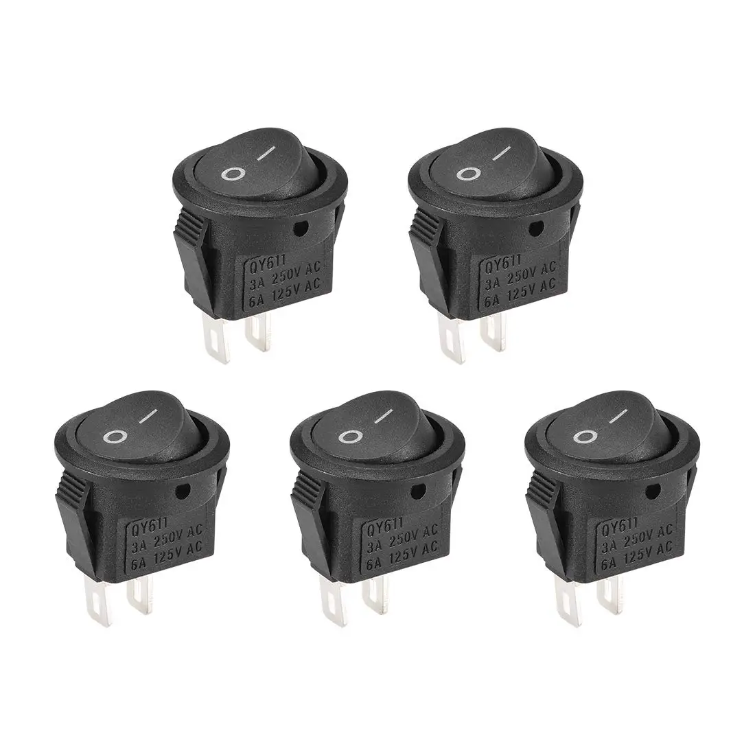 

Keszoox SPST Boat Rocker Switch Round Toggle Switch Black for Boat Marine 2pins ON/Off AC 250V/3A 125V/6A 5pcs