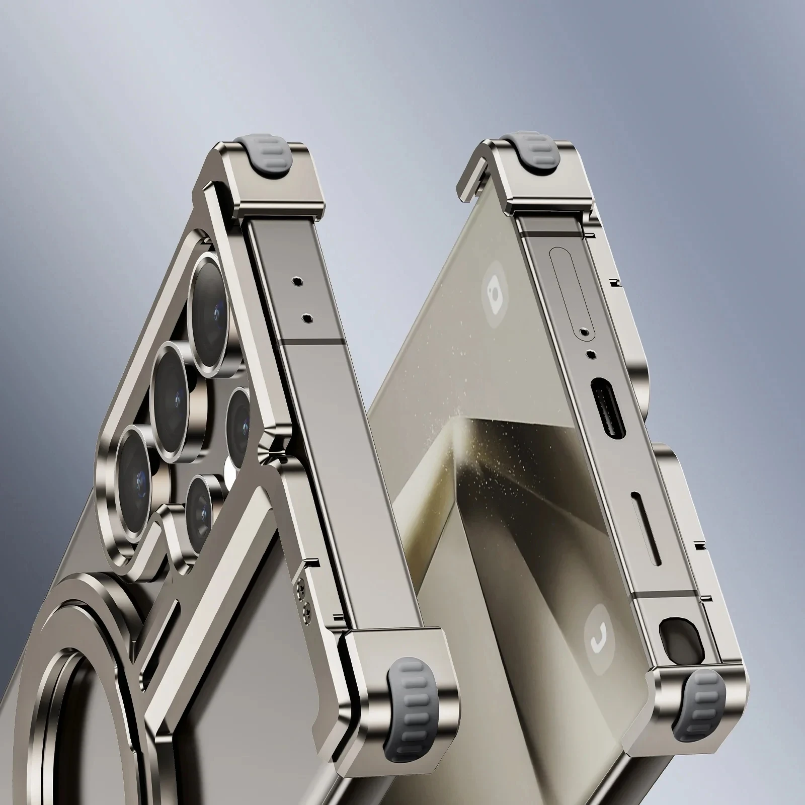 Metal Magnetic Ring Stand Phone Shell For Samsung Galaxy S24 S24Plus Galaxy S24 Ultra Metal Bumper With Finger Ring Holder Cover