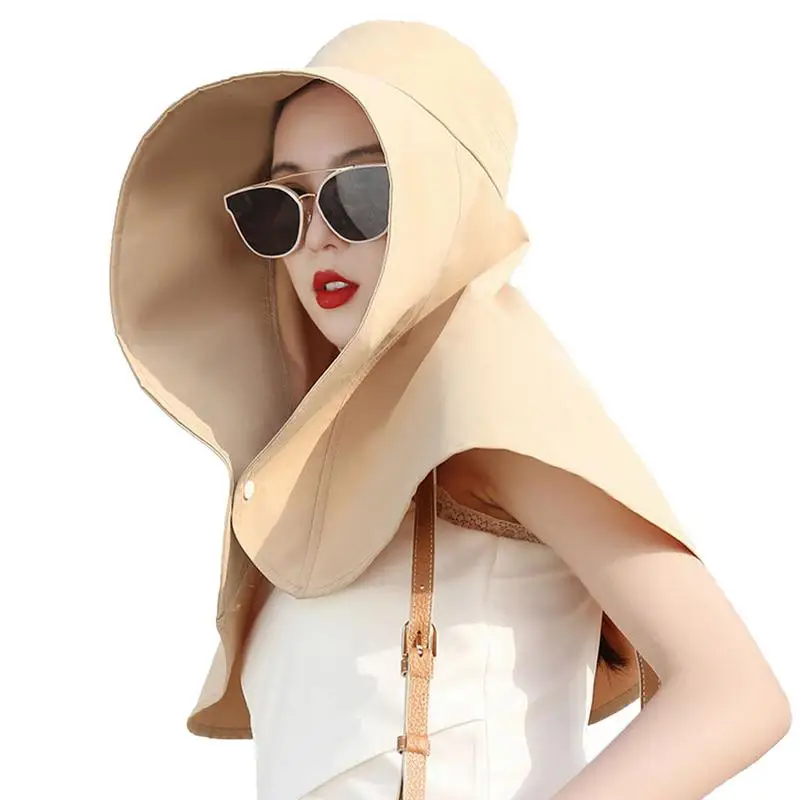 

Large Brim Sun Hat For Women Summer Hats With Neck Flap Full Protection Washable Beach Hat Beach Essentials For Vacation Sun