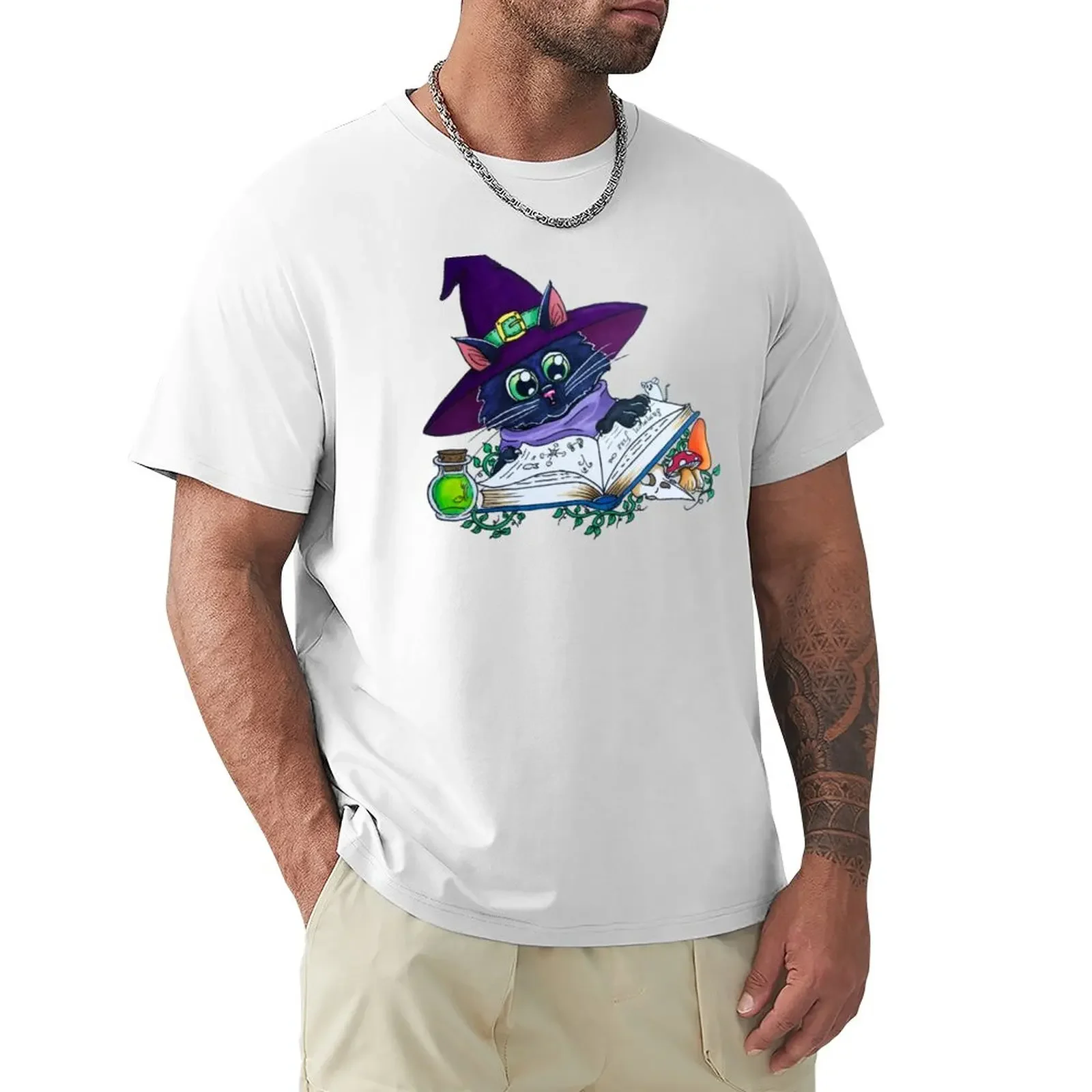 

Witch Kitty T-Shirt customizeds quick-drying men workout shirt new edition cute tops men graphic t shirts