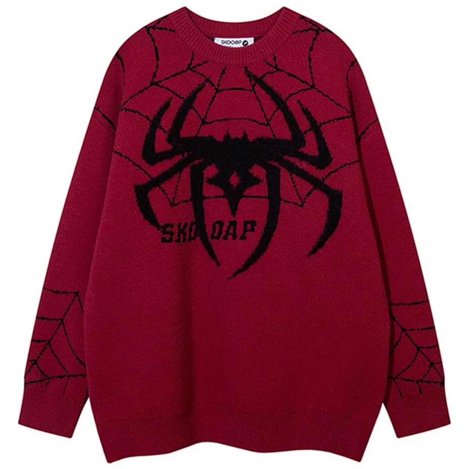 

Y2K Spider Sweater Men Punk Goth Knitwear Streetwear Harajuku Hip Hop Oversized Sweaters Pullover Knit Sweater Jumper Tops 2023