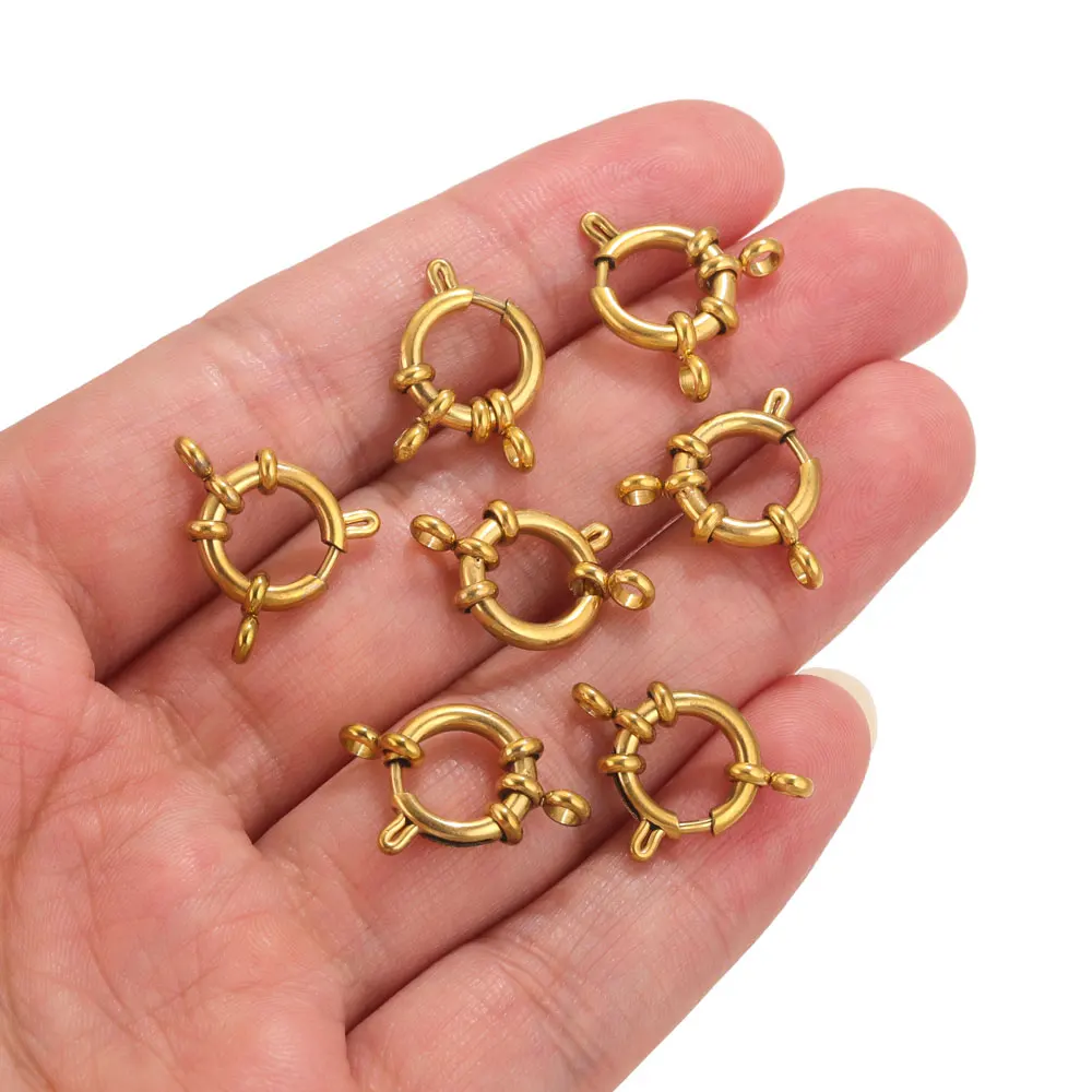 4pcs Stainless Steel Round Spring Clasps For Jewelry Making Lobster clasp Connectors DIY Necklace Bracelet Jewelry Findings