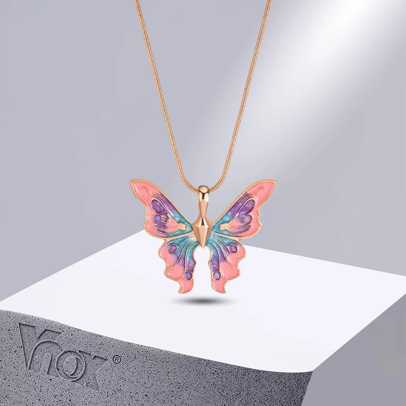Vnox Y2K Vivid Butterfly Necklaces, Women Girls Colorful Animal