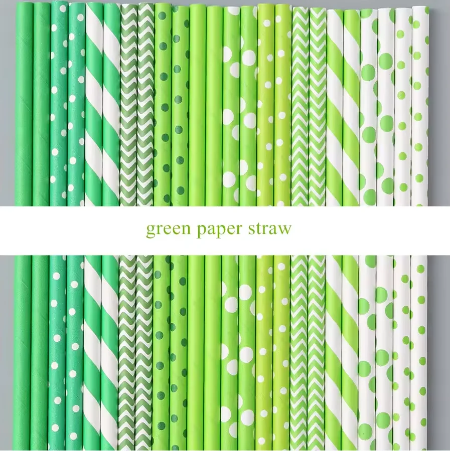 Paper Straws 6*197mm 100Pcs Paper Drinking Straws For Wedding Party Restaurant Juice Coffee Cold Drinks Dessert