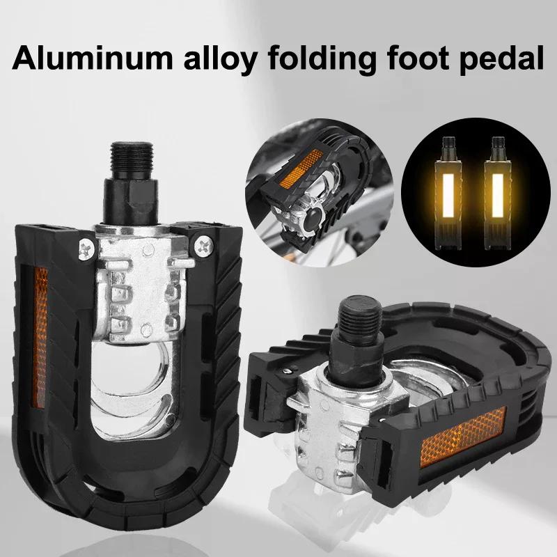 Pédales réfléchissantes Ebike, pédales de vélo pliantes plates et larges en aluminium pour le cyclisme urbain 1 Pédales réfléchissantes Ebike, pédales de vélo pliantes plates et larges en aluminium pour le cyclisme urbain 1